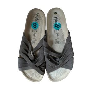 Biostep Leather Slip On Sandals Women Size 8 Brown Tan Flats Flip Flops Comfort